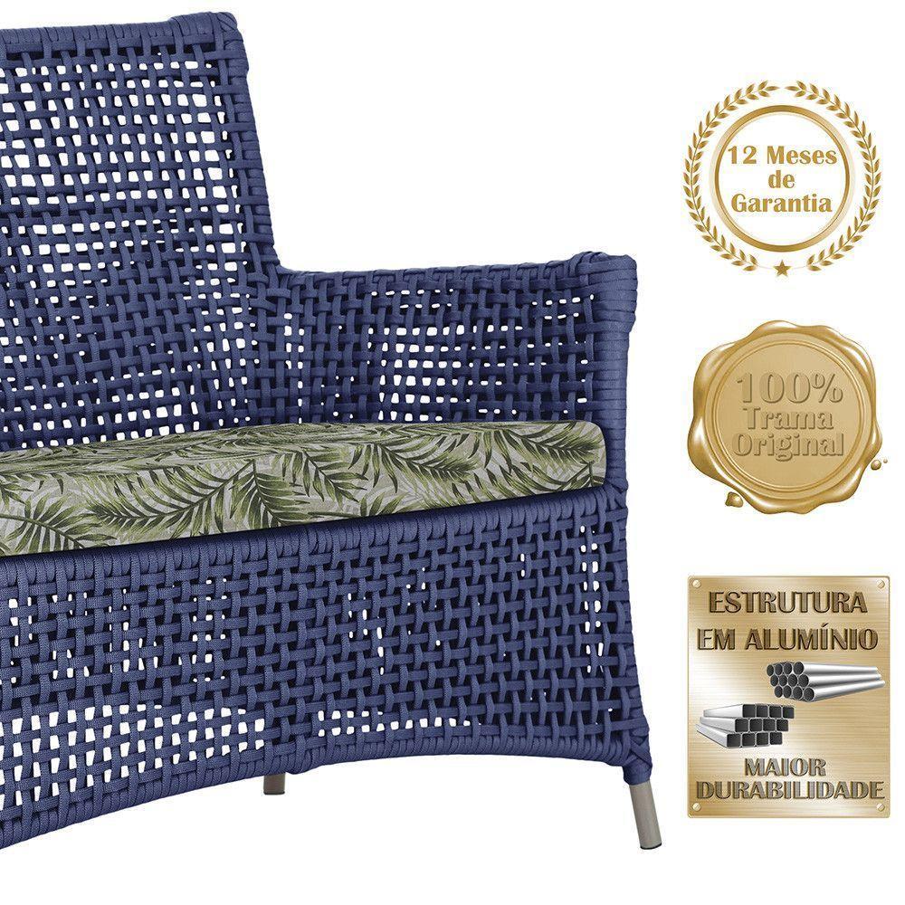2 Sofás E Mesa Igapó Alumínio Fendi Corda Náutica E5 Trama Azul - 7
