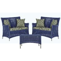 2 Sofás E Mesa Igapó Alumínio Fendi Corda Náutica E5 Trama Azul - 9