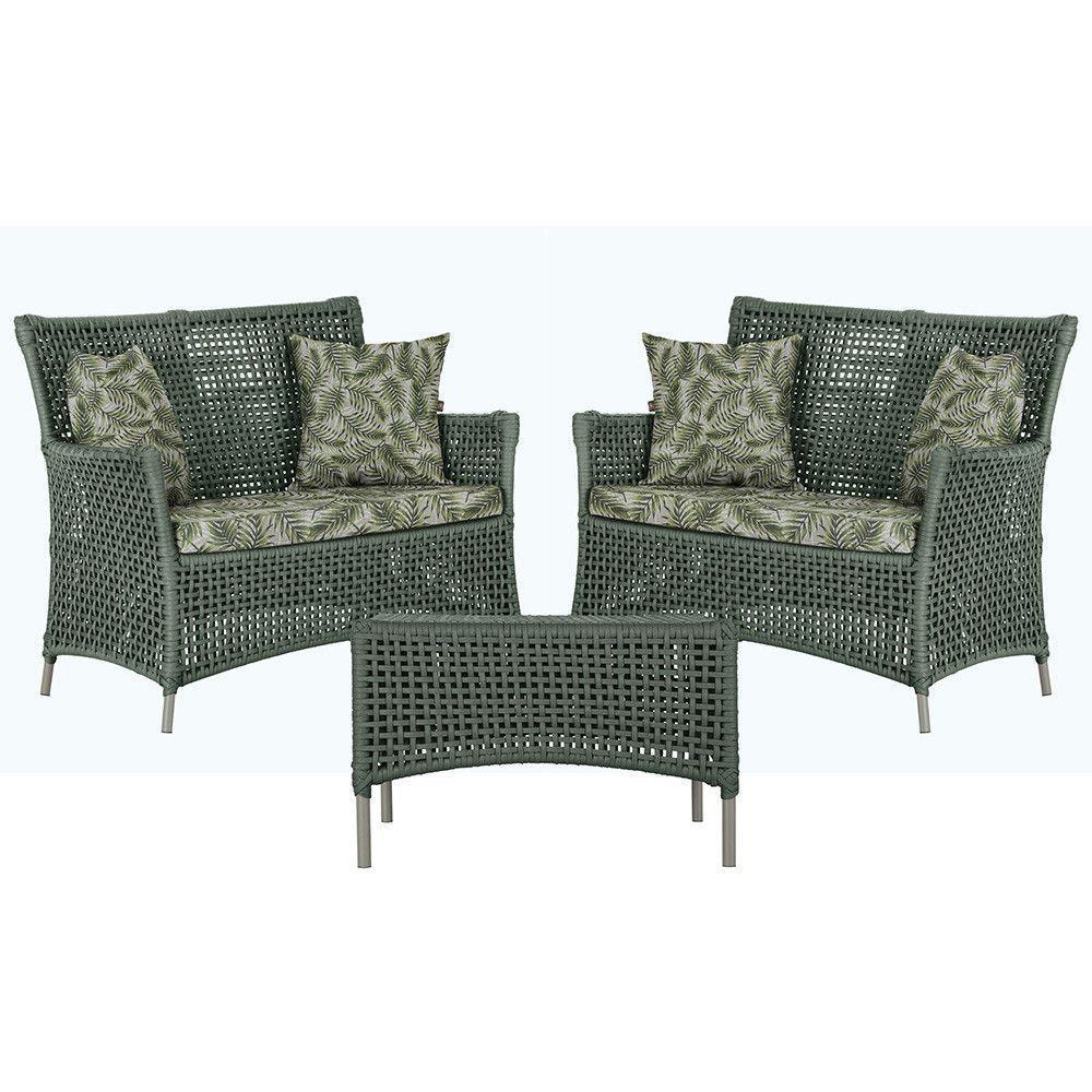 2 Sofás E Mesa Igapó Alumínio Fendi Corda Náutica E5 Trama Verde - 1