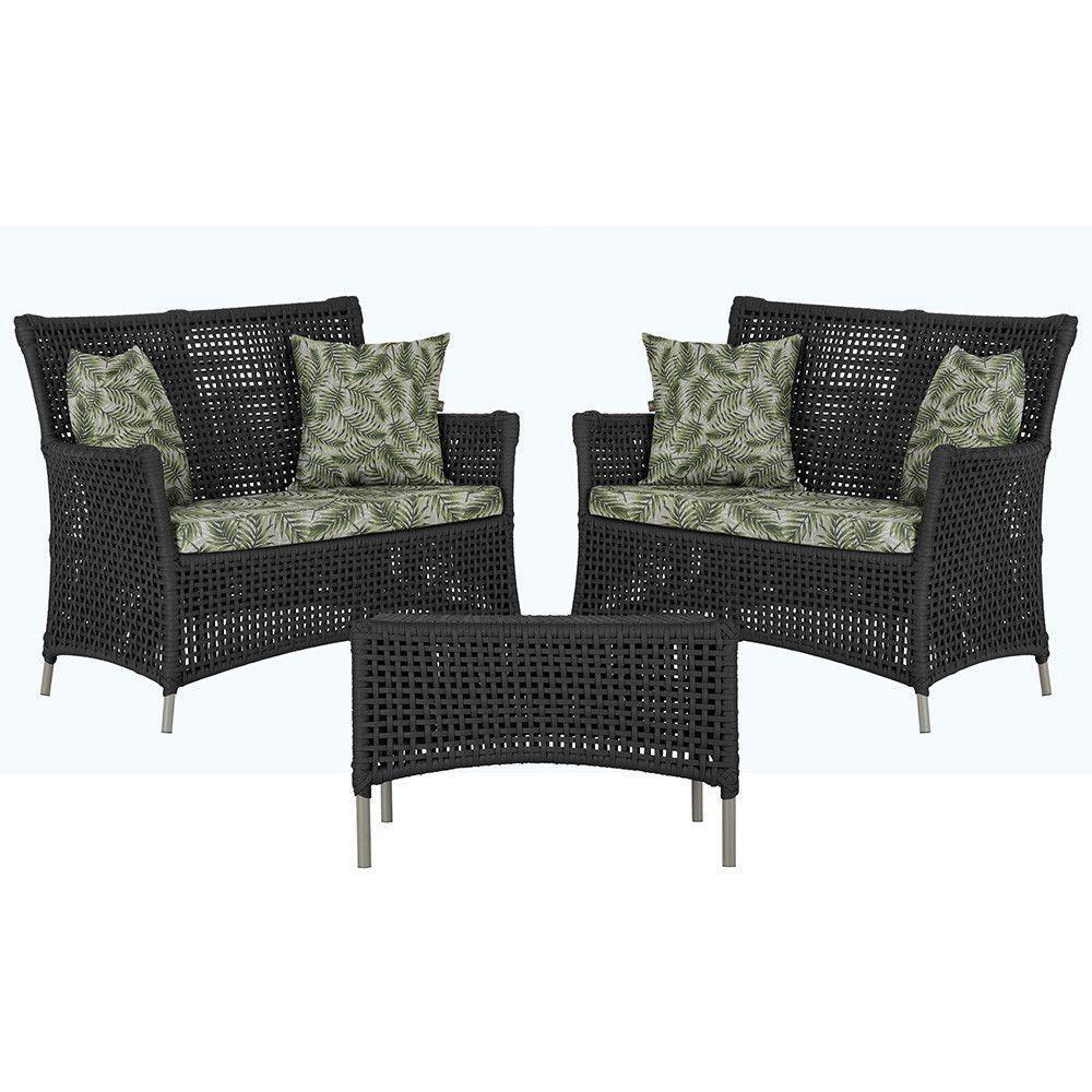 2 Sofás E Mesa Igapó Alumínio Fendi Corda Náutica E5 Trama Preto - 1