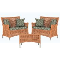 2 Sofás E Mesa Igapó Alumínio Fendi Corda Náutica E5 Trama Terra Cota - 1