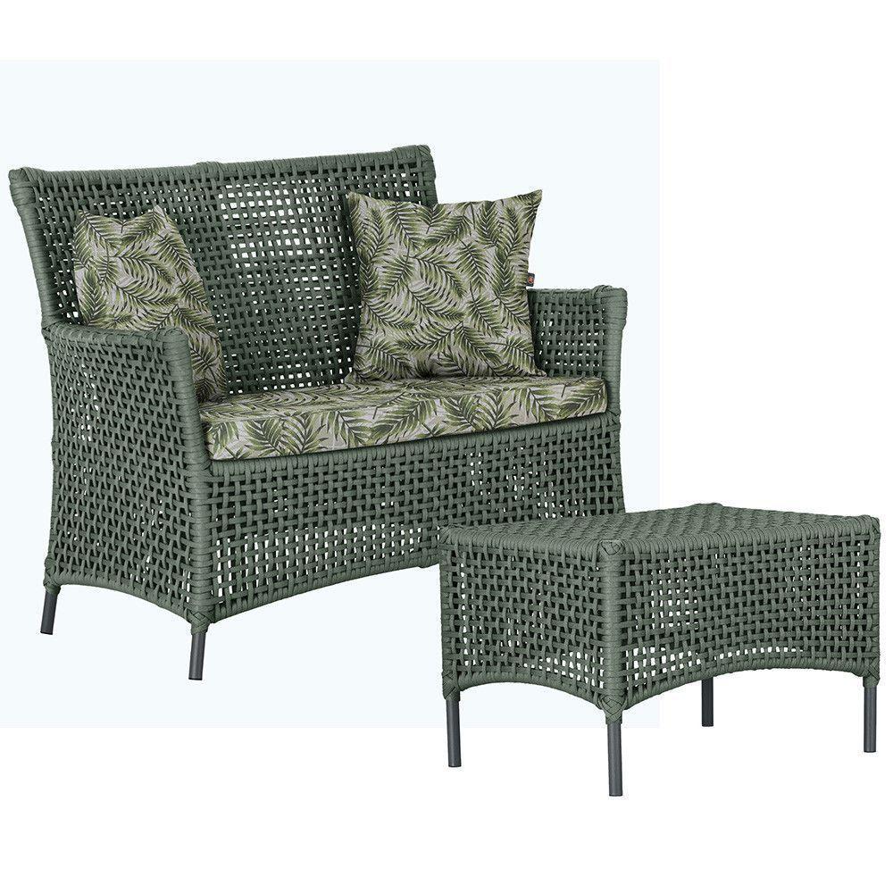 1 Sofá E Mesa Igapó Alumínio Preta Corda Náutica E5 Trama Verde - 5