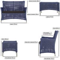 2 Sofás E Mesa Igapó Alumínio Fendi Corda Náutica E9 Trama Azul - 6