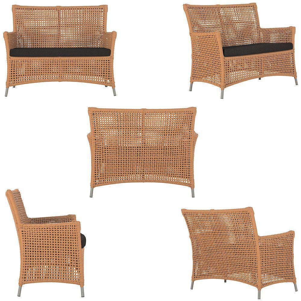 2 Sofás E Mesa Igapó Alumínio Fendi Corda Náutica E9 Trama Terra Cota - 3