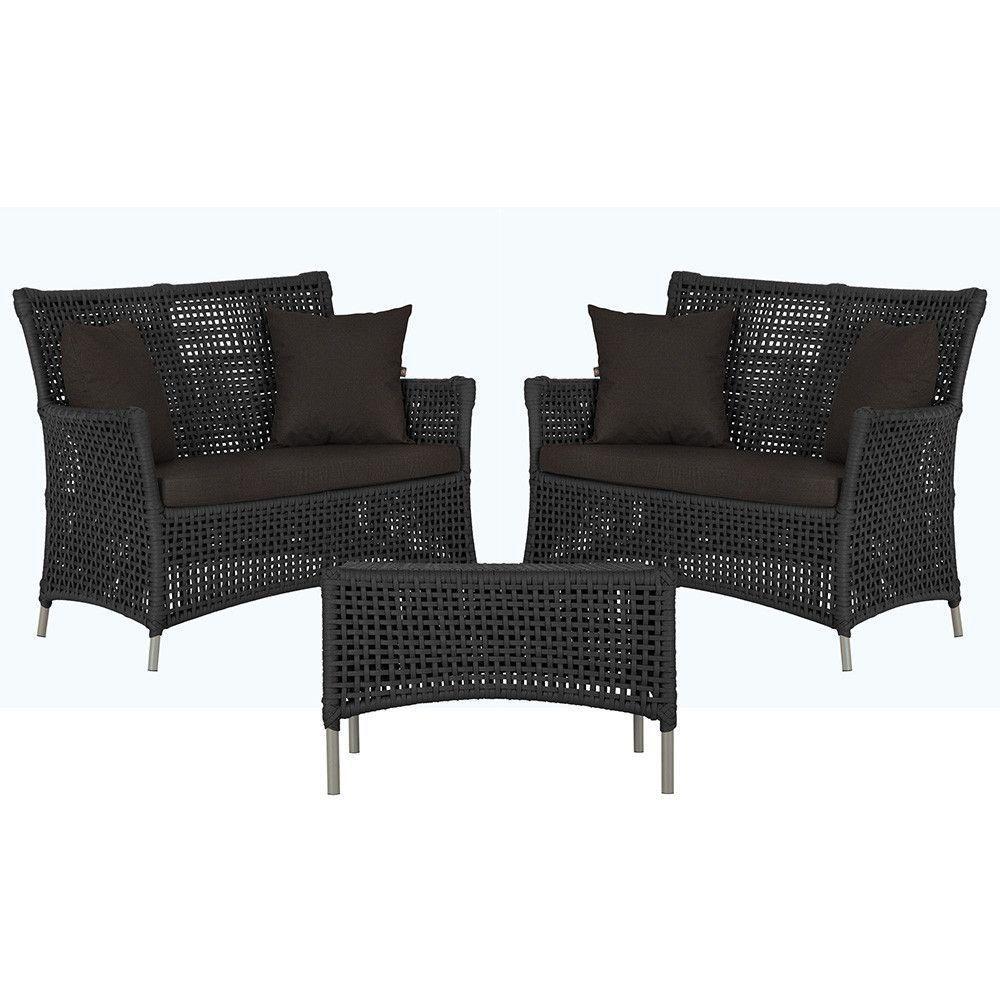 2 Sofás E Mesa Igapó Alumínio Fendi Corda Náutica E9 Trama Preto - 1