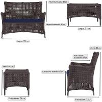 1 Sofá E Mesa Igapó Alumínio Preta Corda Náutica E10 Trama Marrom - 6