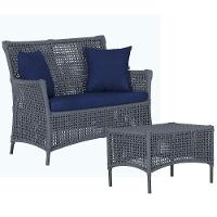 1 Sofá E Mesa Igapó Alumínio Preta Corda Náutica E10 Trama Prata - 1