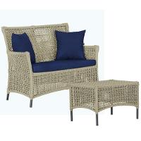 1 Sofá E Mesa Igapó Alumínio Preta Corda Náutica E10 Trama Rami - 1