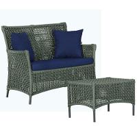 1 Sofá E Mesa Igapó Alumínio Preta Corda Náutica E10 Trama Verde - 1