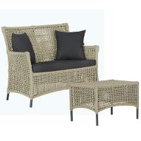 1 Sofá E Mesa Igapó Alumínio Preta Corda Náutica E11 Trama Rami - 1