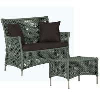 1 Sofá E Mesa Centro Igapó Alumínio Corda Náutica E9 Trama Verde - 1