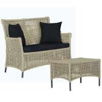 1 Sofá E Mesa Igapó Alumínio Preta Corda Náutica E12 Trama Rami - 1