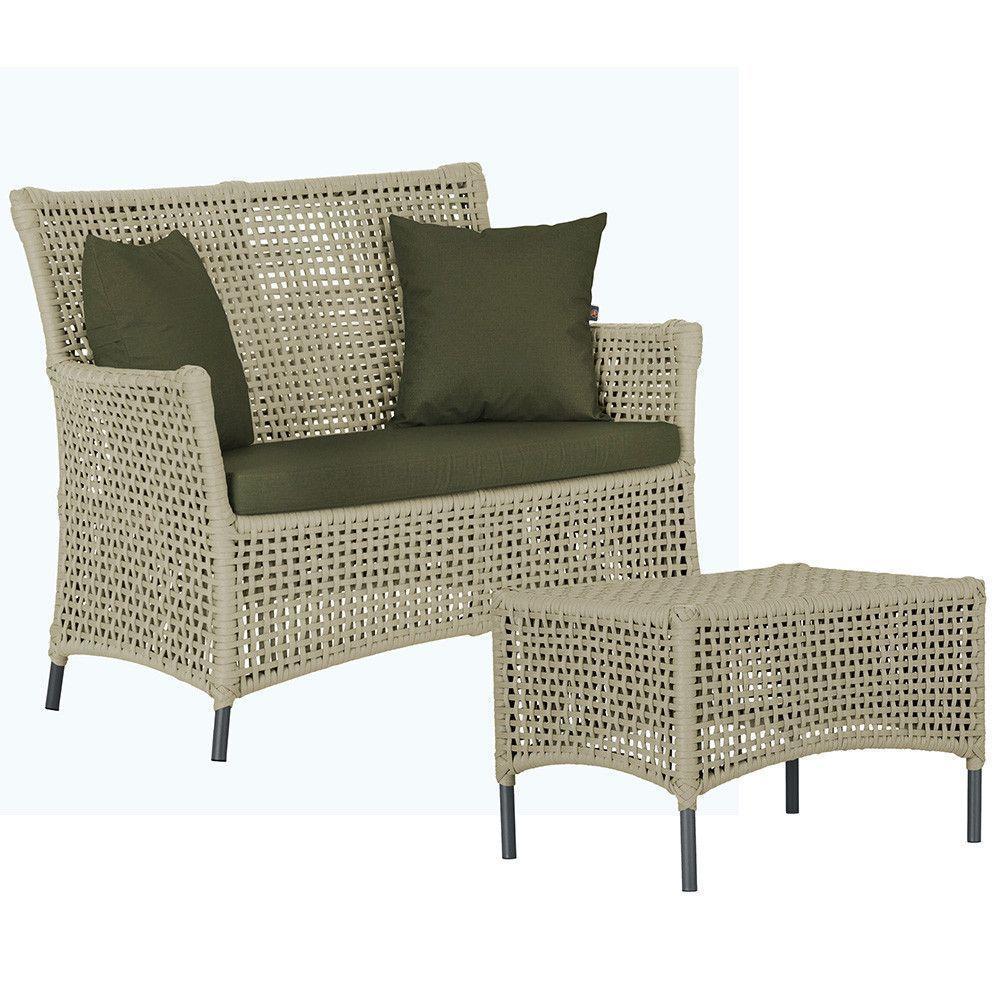 1 Sofá E Mesa Igapó Alumínio Preta Corda Náutica E13 Trama Rami - 1