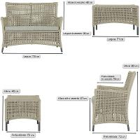 2 Sofás E Mesa Igapó Alumínio Preta Corda Náutica E3 Trama Rami - 6