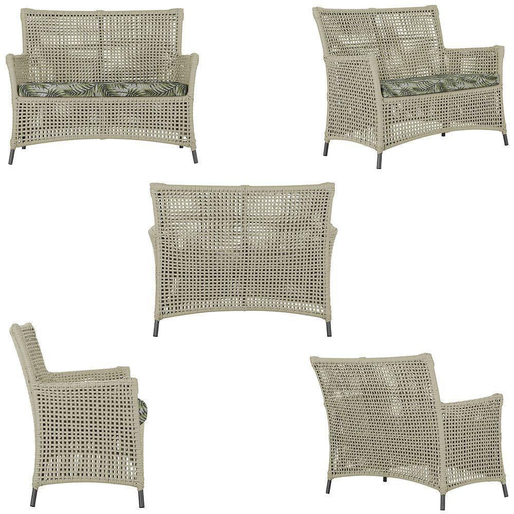 2 Sofás E Mesa Igapó Alumínio Preta Corda Náutica E5 Trama Rami - 7