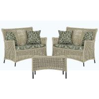 2 Sofás E Mesa Igapó Alumínio Preta Corda Náutica E5 Trama Rami - 1