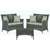 2 Sofás E Mesa Igapó Alumínio Preta Corda Náutica E3 Trama Verde - 1