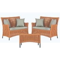 2 Sofás E Mesa Igapó Alumínio Preta Corda Náutica E3 Trama Terra Cota - 1