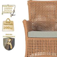 2 Sofás E Mesa Igapó Alumínio Preta Corda Náutica E3 Trama Terra Cota - 3