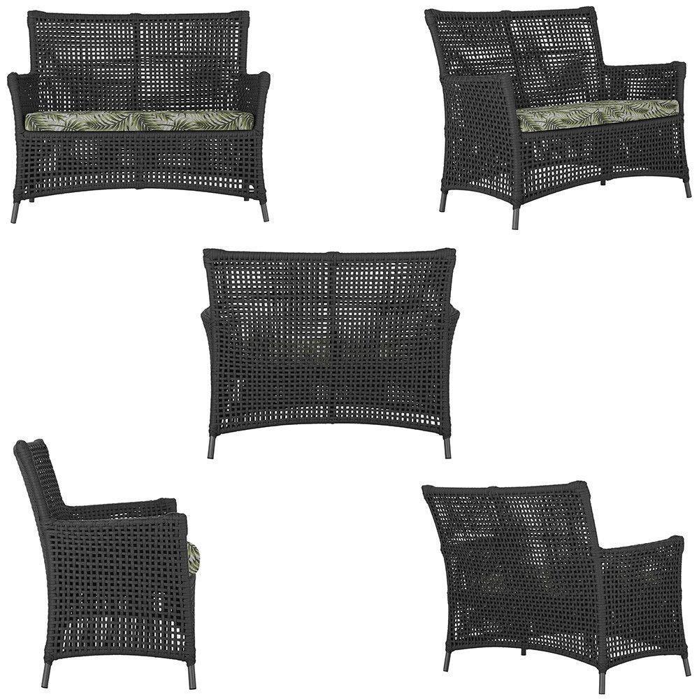 2 Sofás E Mesa Igapó Alumínio Preta Corda Náutica E5 Trama Preto - 2