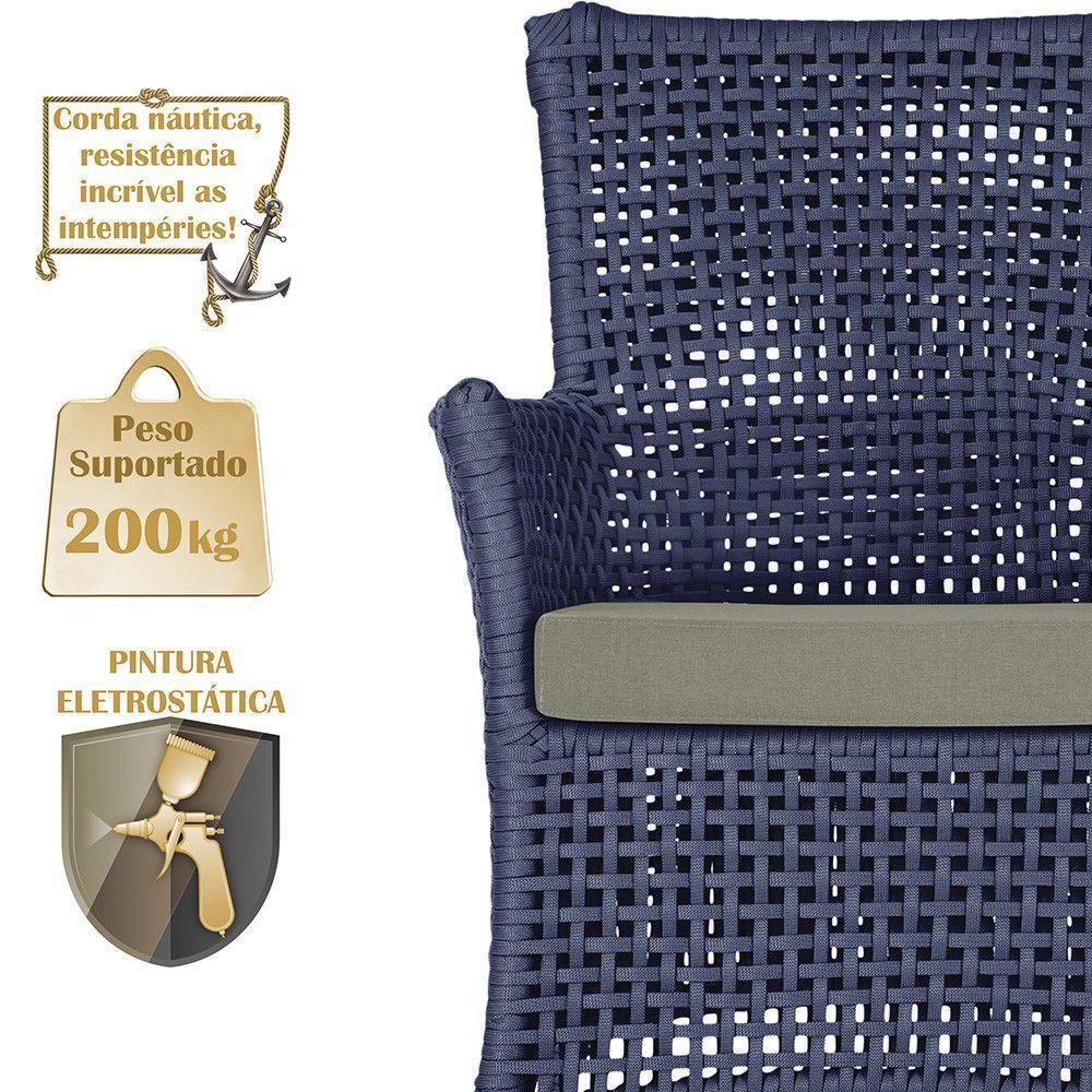 1 Sofá E Mesa Igapó Alumínio Preta Corda Náutica E8 Trama Azul - 4