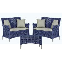 2 Sofás E Mesa Igapó Alumínio Fendi Corda Náutica E3 Trama Azul - 1