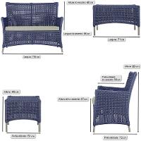 2 Sofás E Mesa Igapó Alumínio Fendi Corda Náutica E3 Trama Azul - 6