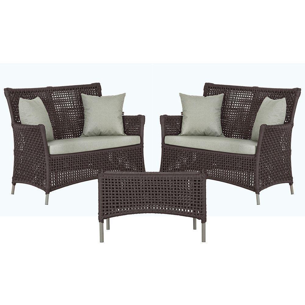 2 Sofás E Mesa Igapó Alumínio Fendi Corda Náutica E3 Trama Marrom - 1