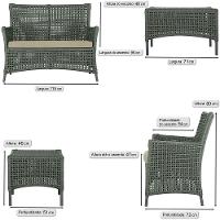 1 Sofá E Mesa Igapó Alumínio Preta Corda Náutica E7 Trama Verde - 5