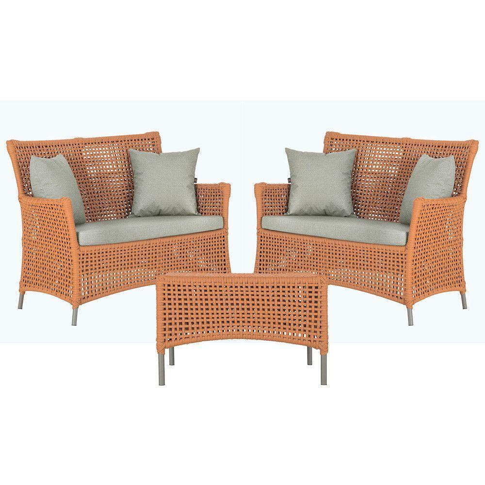 2 Sofás E Mesa Igapó Alumínio Fendi Corda Náutica E3 Trama Terra Cota - 1