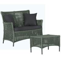 1 Sofá E Mesa Igapó Alumínio Preta Corda Náutica E11 Trama Verde - 1