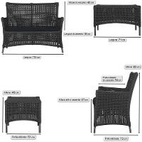 1 Sofá E Mesa Igapó Alumínio Preta Corda Náutica E12 Trama Preto - 6