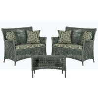 2 Sofás E Mesa Igapó Alumínio Marrom Corda Náutica E5 Trama Verde - 1