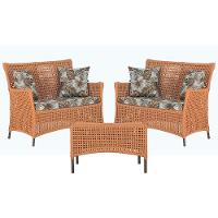 2 Sofás E Mesa Igapó Alumínio Marrom Corda Náutica E6 Trama Terra Cota - 1