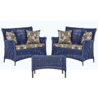 2 Sofás E Mesa Igapó Alumínio Marrom Corda Náutica E6 Trama Azul - 1