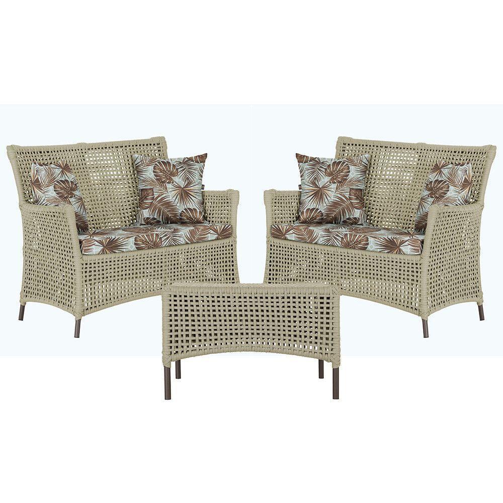 2 Sofás E Mesa Igapó Alumínio Marrom Corda Náutica E6 Trama Rami - 1