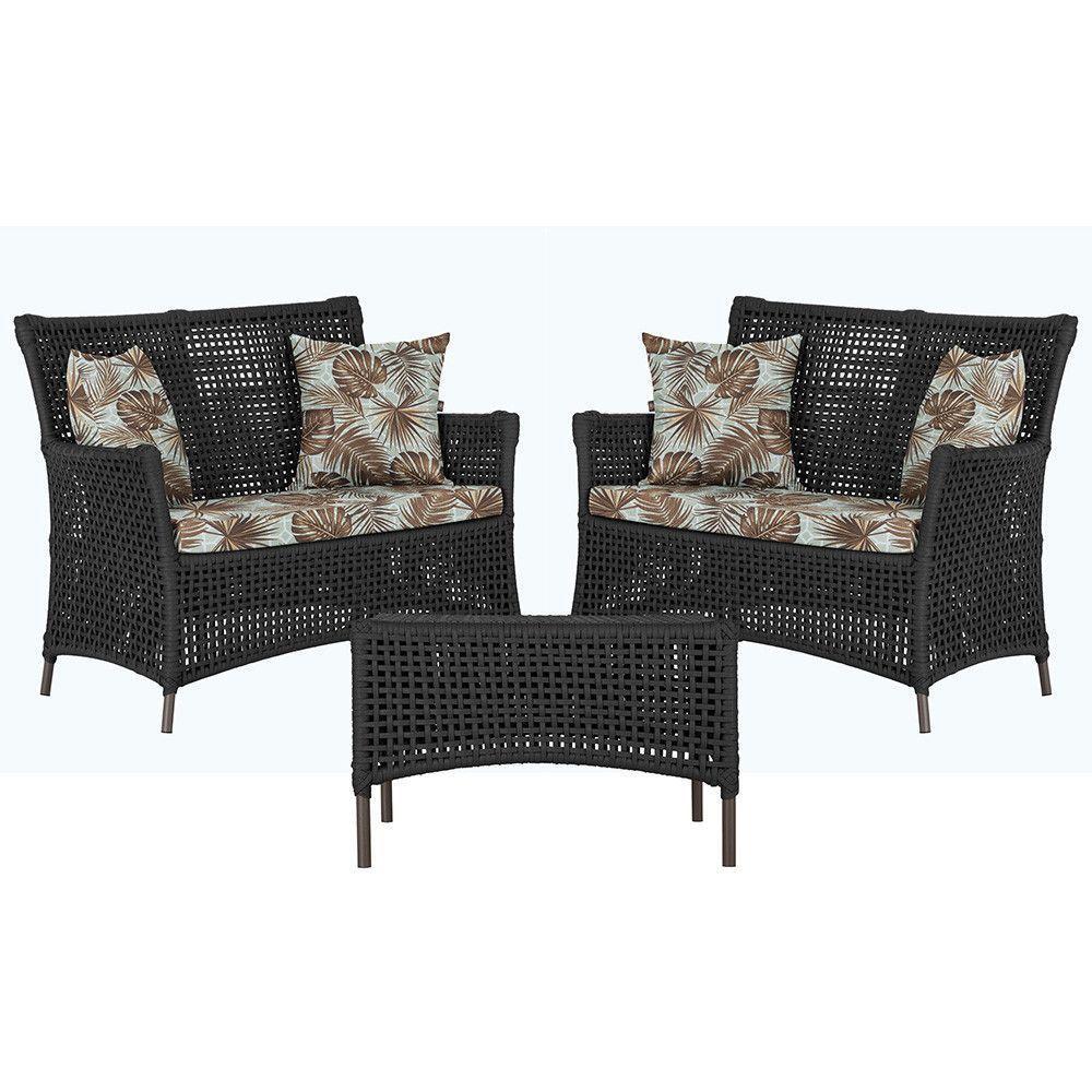 2 Sofás E Mesa Igapó Alumínio Marrom Corda Náutica E6 Trama Preto - 1