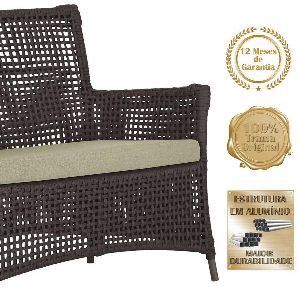 2 Sofás E Mesa Igapó Alumínio Marrom Corda Náutica E7 Trama Marrom - 7