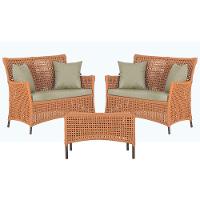 2 Sofás E Mesa Igapó Alumínio Marrom Corda Náutica E7 Trama Terra Cota - 1