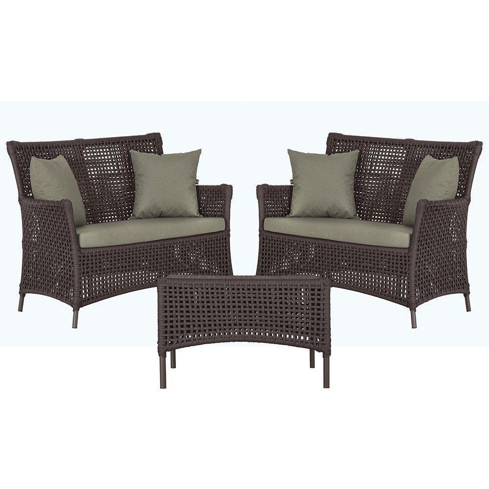 2 Sofás E Mesa Igapó Alumínio Marrom Corda Náutica E8 Trama Marrom - 1