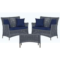 2 Sofás E Mesa Igapó Alumínio Marrom Corda Náutica E10 Trama Prata - 1