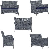 2 Sofás E Mesa Igapó Alumínio Marrom Corda Náutica E10 Trama Prata - 3