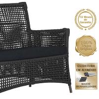 2 Sofás E Mesa Igapó Alumínio Marrom Corda Náutica E12 Trama Preto - 5