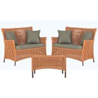 2 Sofás E Mesa Igapó Alumínio Marrom Corda Náutica E8 Trama Terra Cota - 1