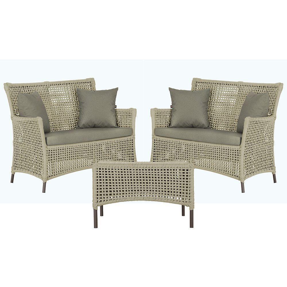 2 Sofás E Mesa Igapó Alumínio Marrom Corda Náutica E8 Trama Rami - 1