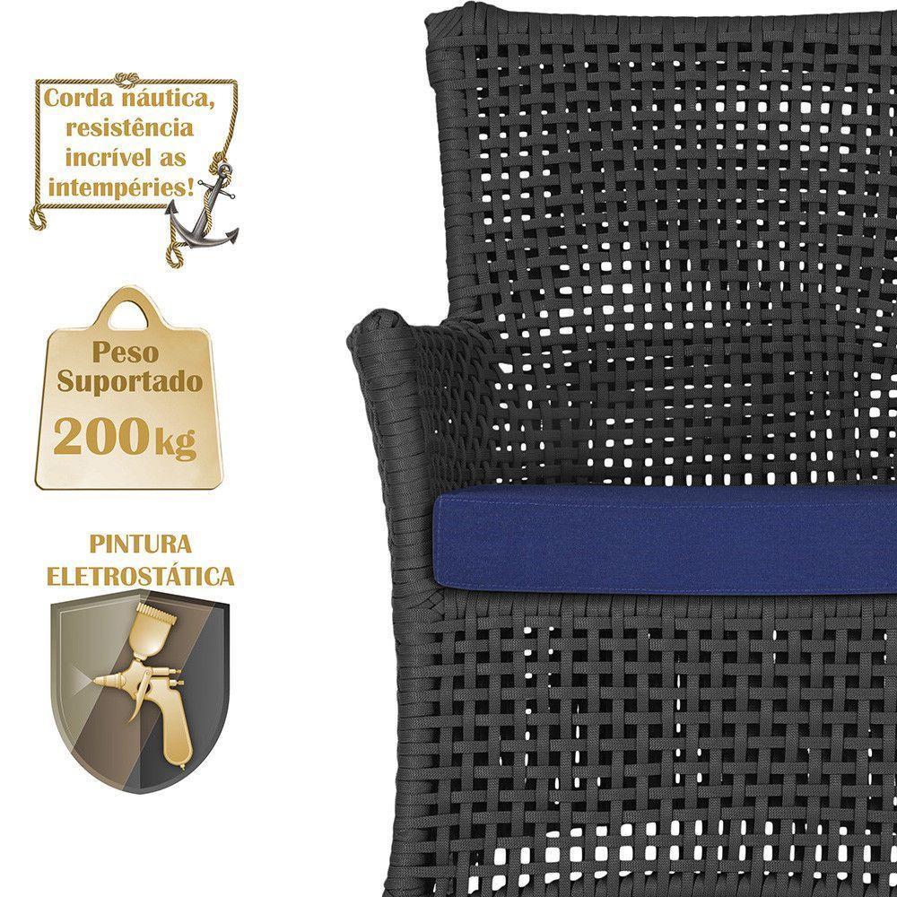 2 Sofás E Mesa Igapó Alumínio Marrom Corda Náutica E10 Trama Preto - 4