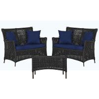 2 Sofás E Mesa Igapó Alumínio Marrom Corda Náutica E10 Trama Preto - 1