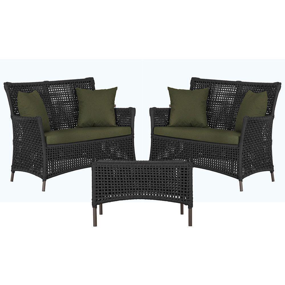 2 Sofás E Mesa Igapó Alumínio Marrom Corda Náutica E13 Trama Preto - 1