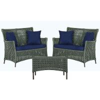 2 Sofás E Mesa Igapó Alumínio Marrom Corda Náutica E10 Trama Verde - 1