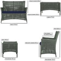 2 Sofás E Mesa Igapó Alumínio Marrom Corda Náutica E10 Trama Verde - 5